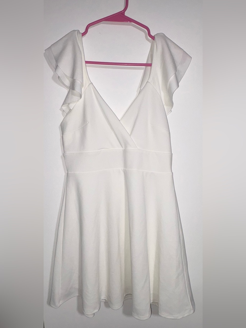 Altar'd State White Flutter Sleeve Mini Dress